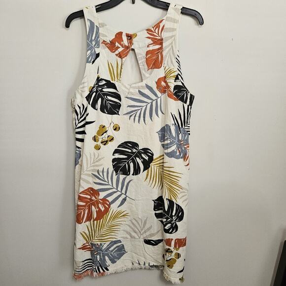 FATE Never Forget dress S linen blend Cut Out Back Lined Pockets Button Accents - Picture 4 of 11